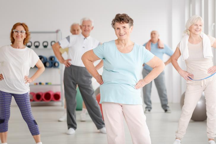 seniors exercising-together